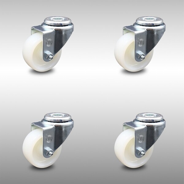 3 Inch SS Nylon Wheel Swivel Bolt Hole Caster Set